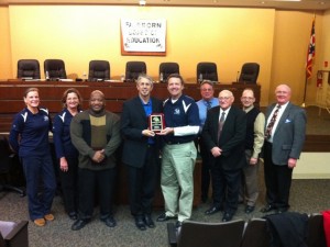 Accepting an Award at the Fairborn Board of Education